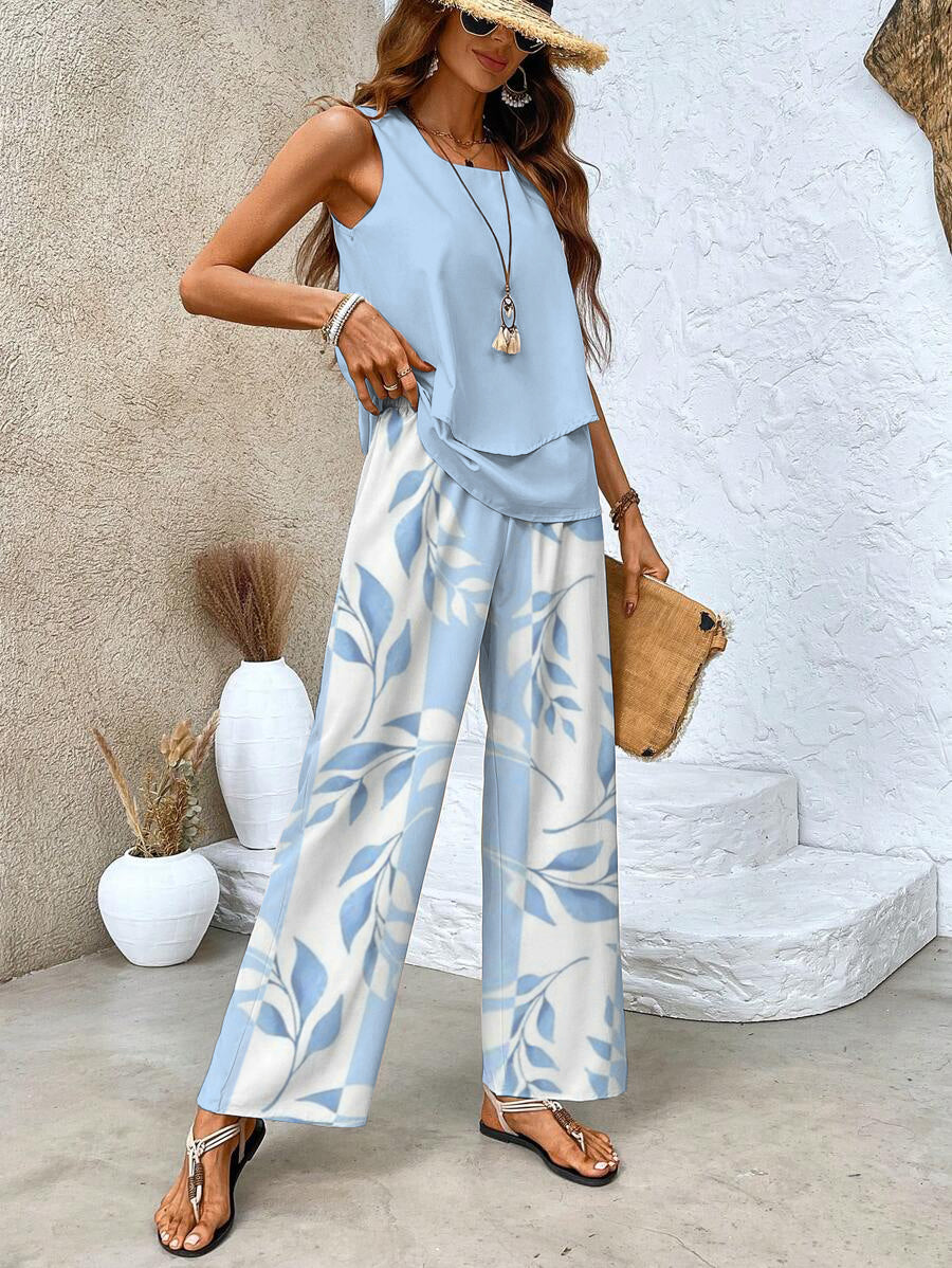 Conjunto Chic: Top sin Mangas y Pantalón Ancho