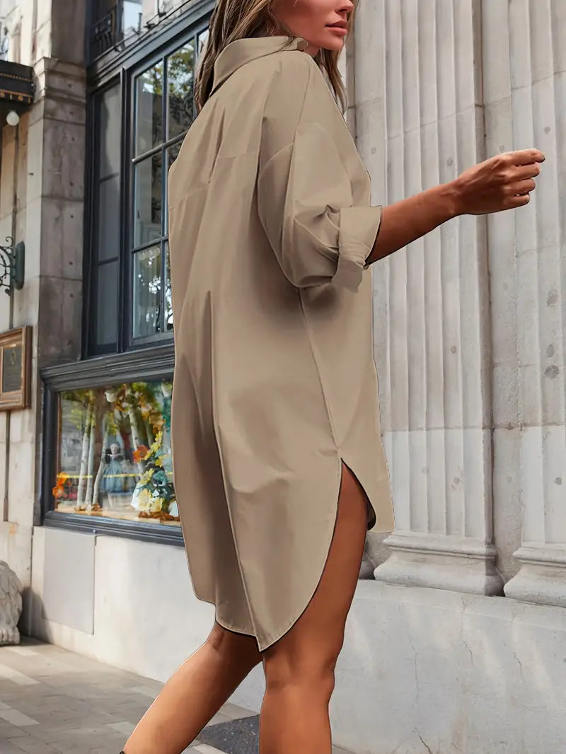 Vestido Camisero Chic con Bajo Asimétrico