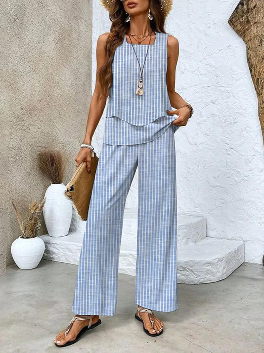 Conjunto Chic: Top sin Mangas y Pantalón Ancho