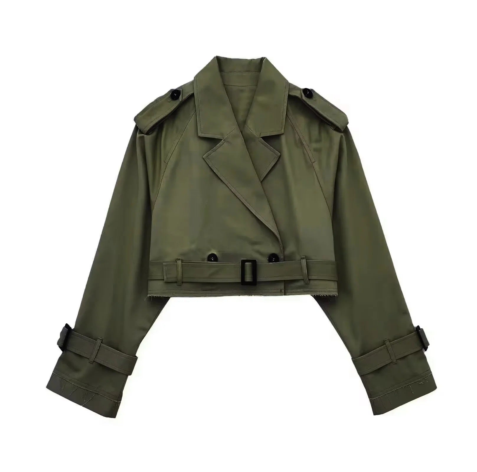 Chaqueta Trench Corta con Cinturón Ajustable
