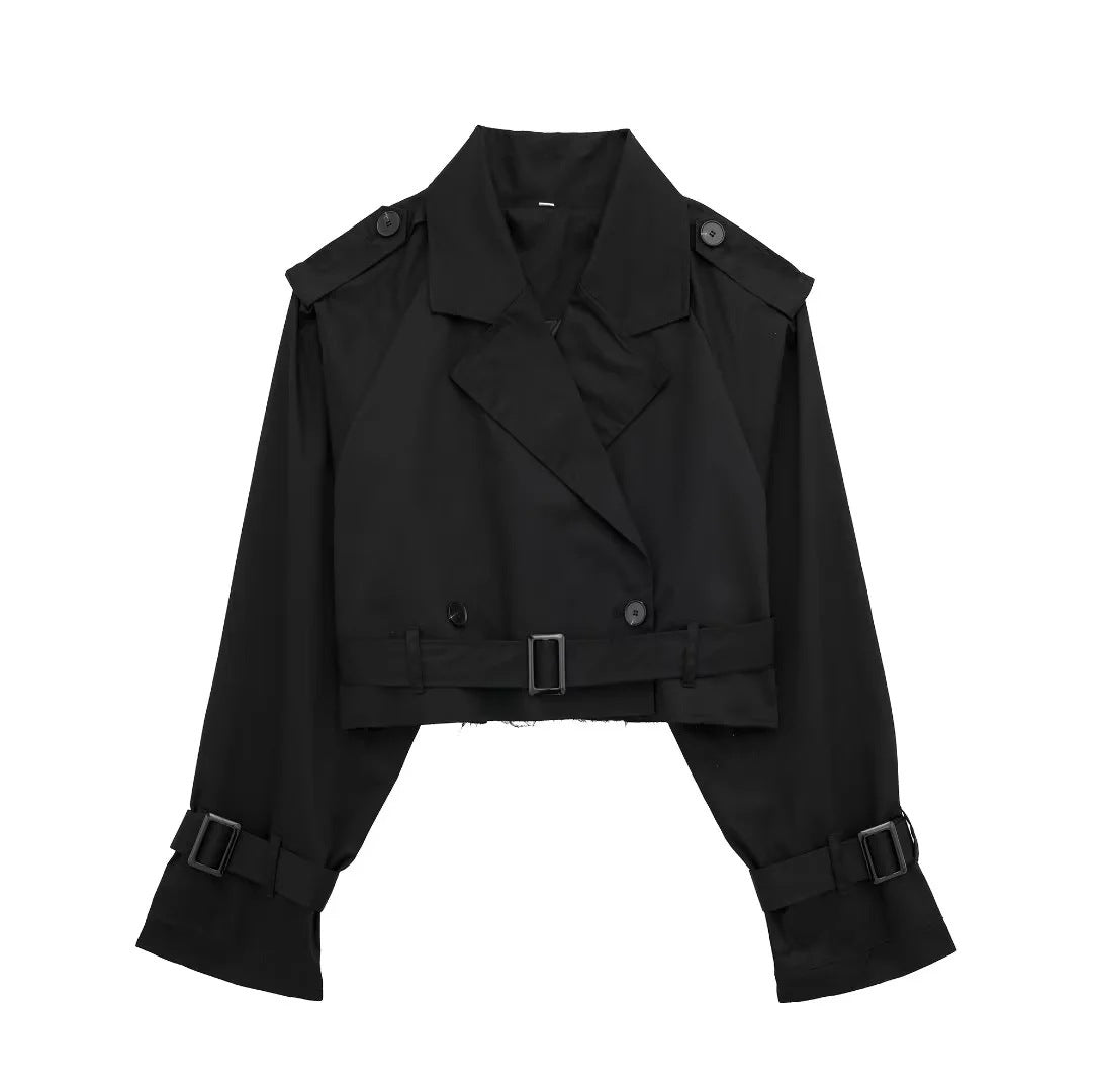 Chaqueta Trench Corta con Cinturón Ajustable