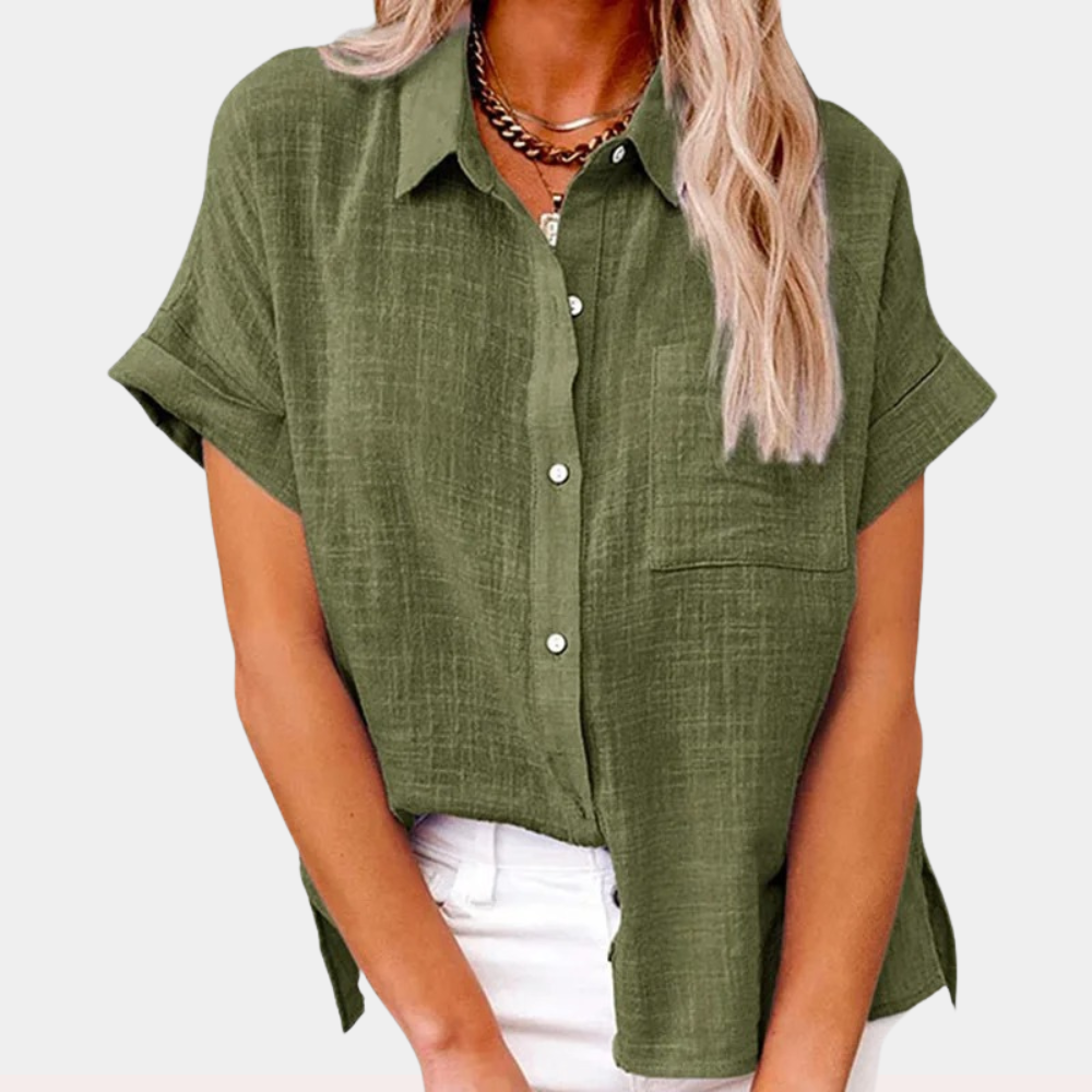 Camisa Clásica de Manga Corta con Bolsillo