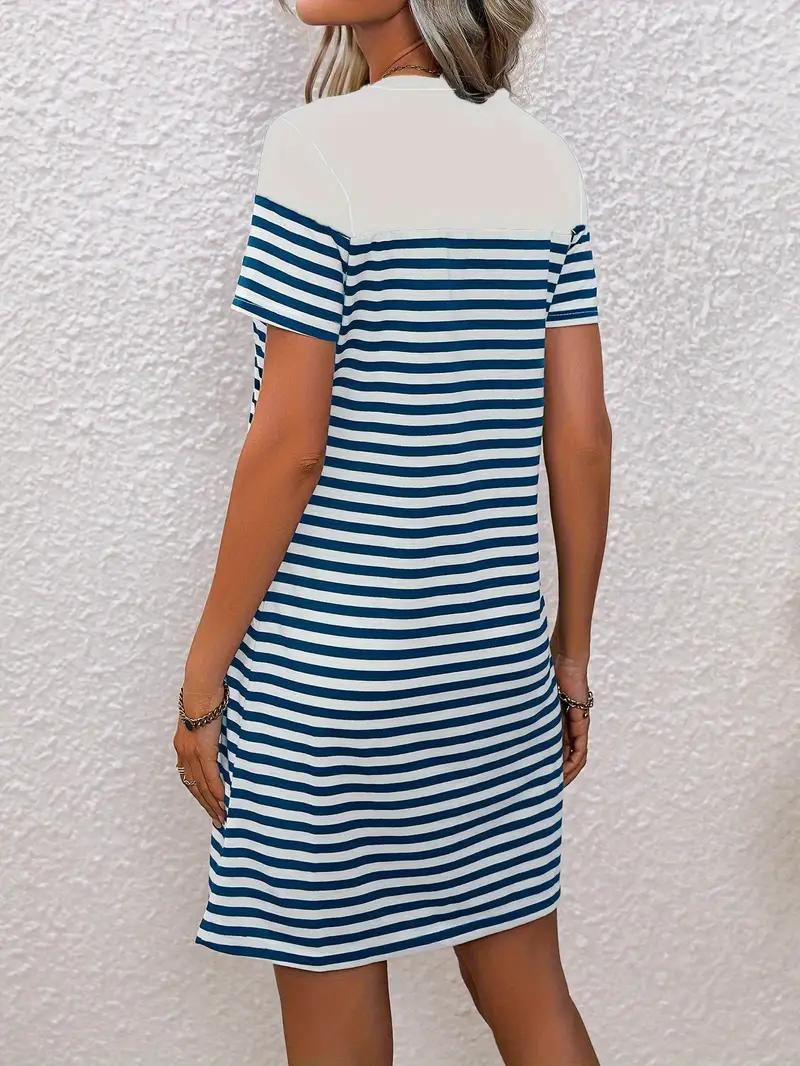 Vestido Casual Rayas y Corazón Bordado