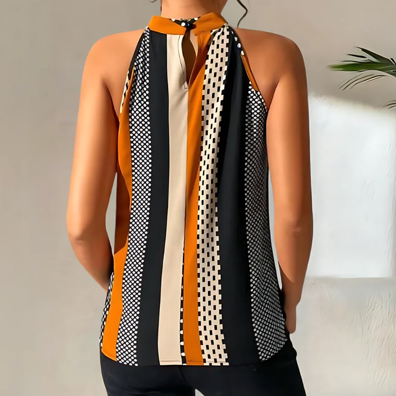 Top Estampado Geométrico Halter
