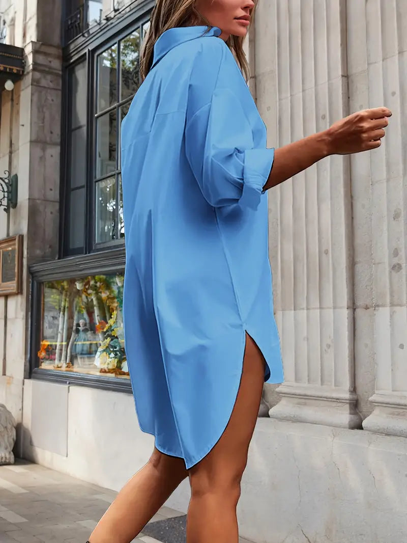 Vestido Camisero Chic con Bajo Asimétrico