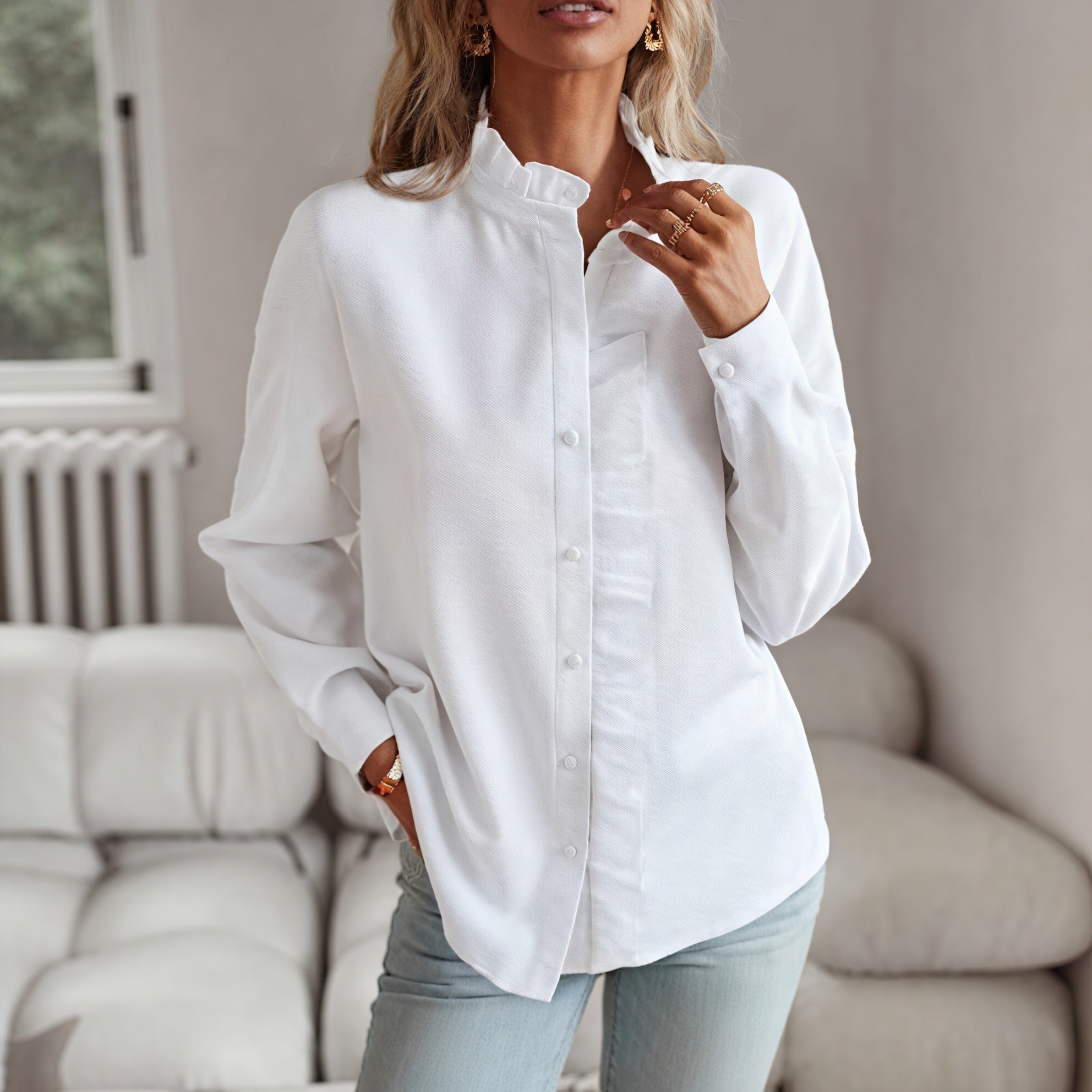 Blusa Texturizada con Volantes Delicados