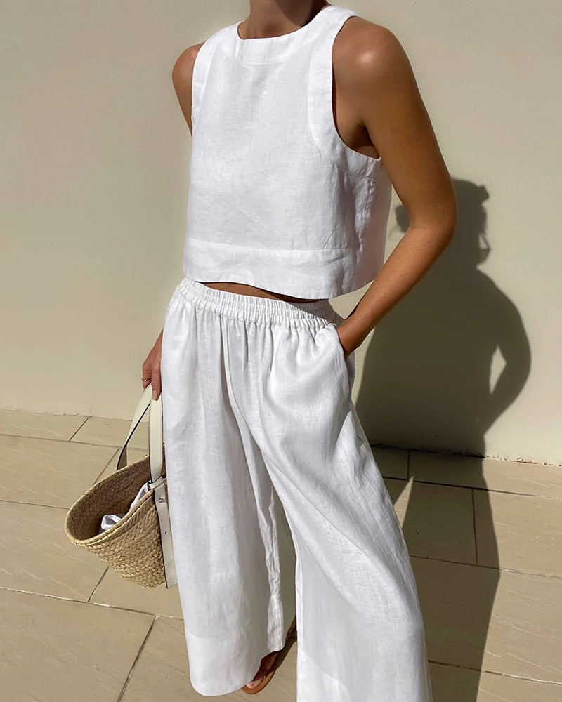 Conjunto Top Corto & Pantalón Palazzo