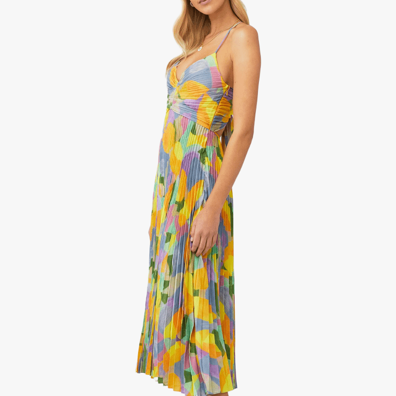 Vestido Midi con Diseño Plisado