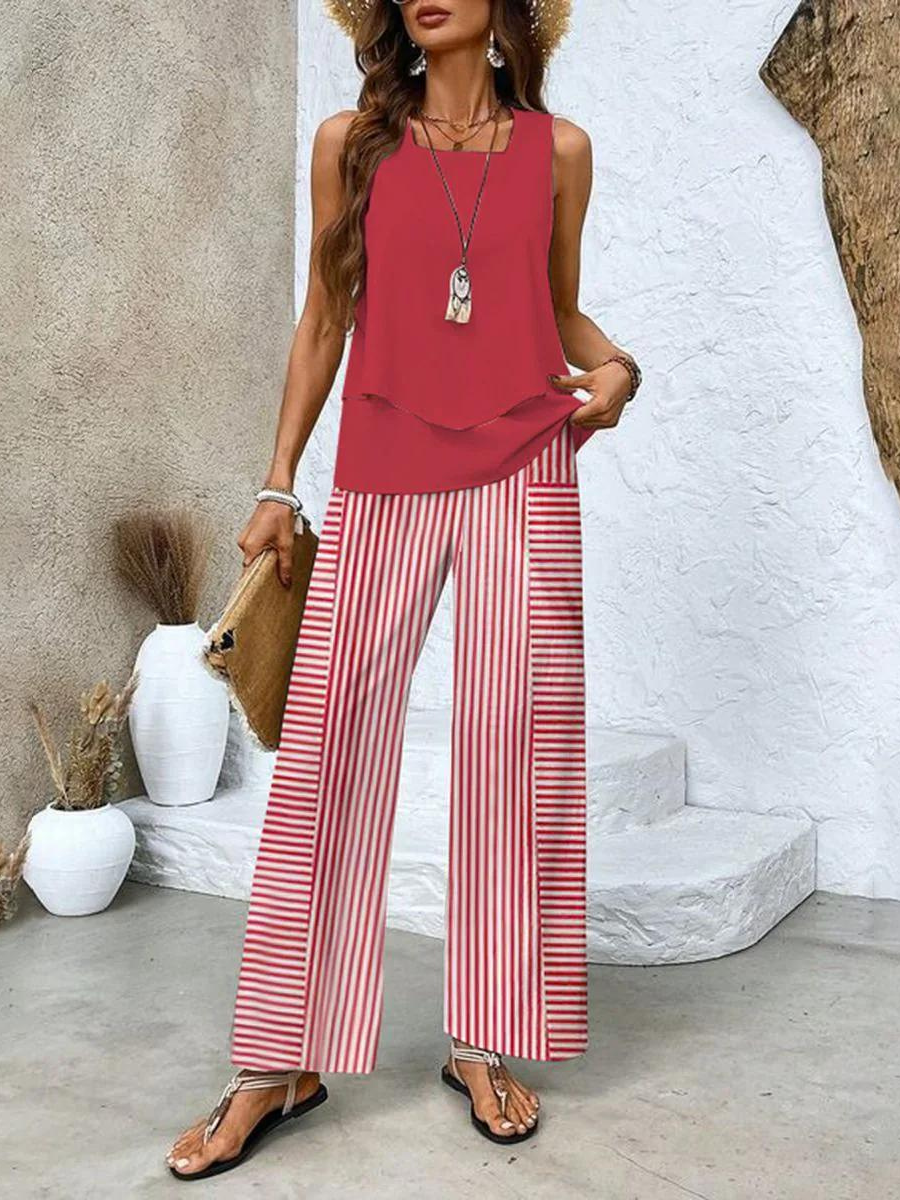 Conjunto Chic: Top sin Mangas y Pantalón Ancho