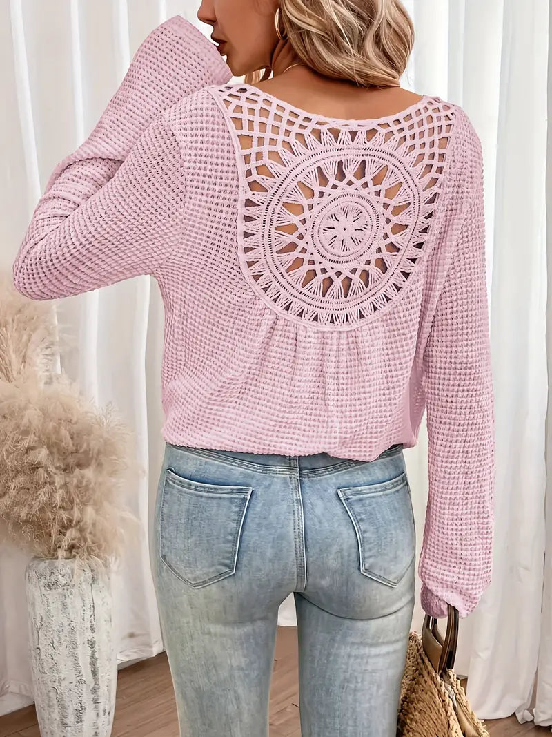 Top Manga Larga con Espalda Crochet