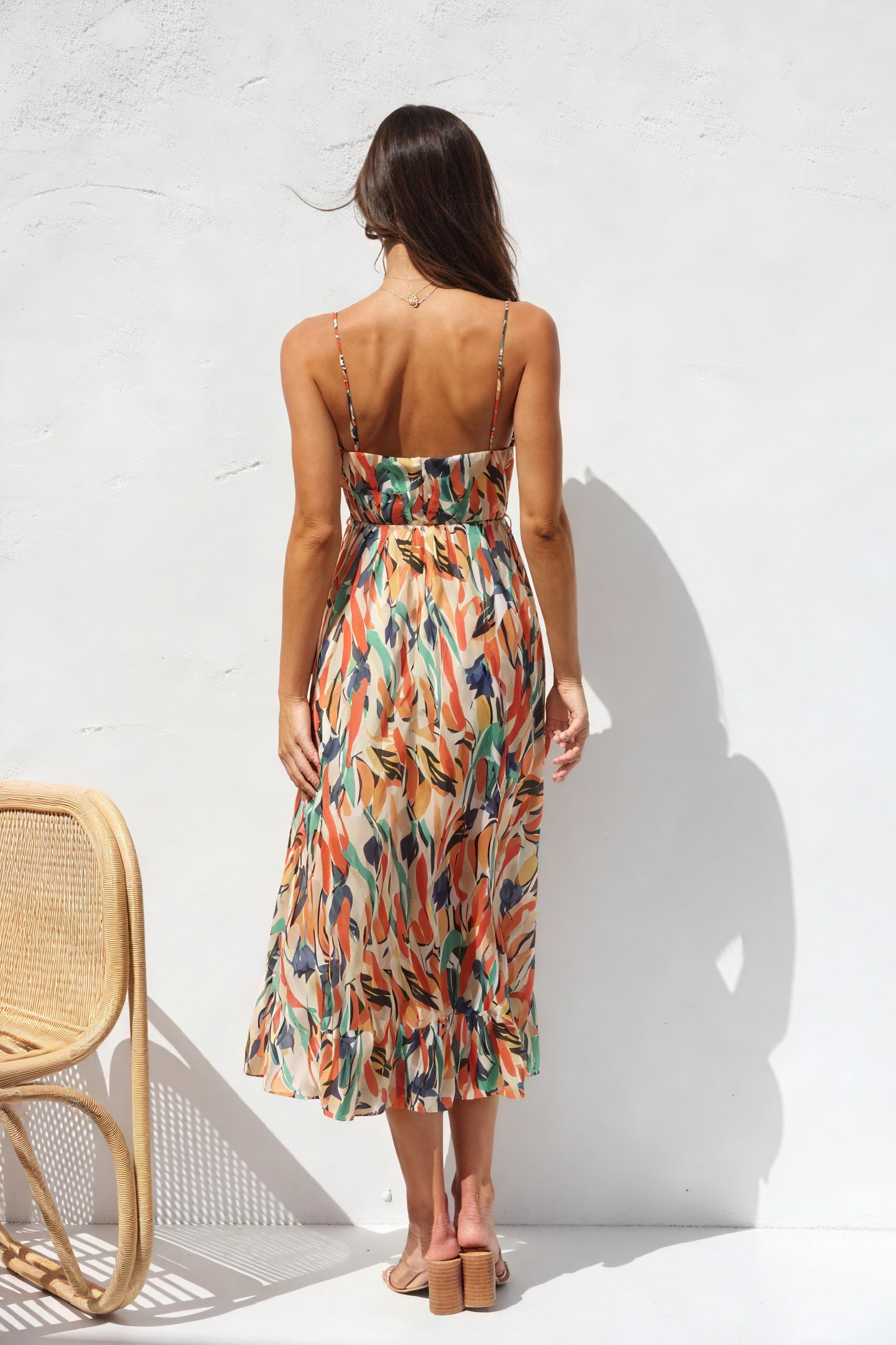 Vestido Estampado Abstracto con Tirantes Finos