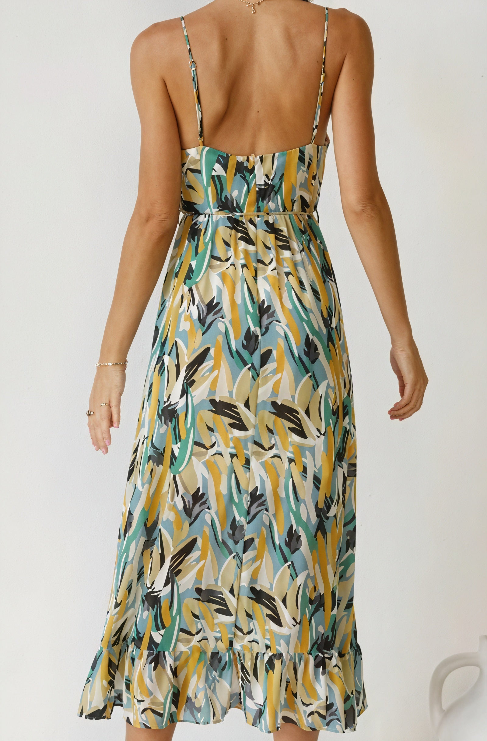Vestido Estampado Abstracto con Tirantes Finos