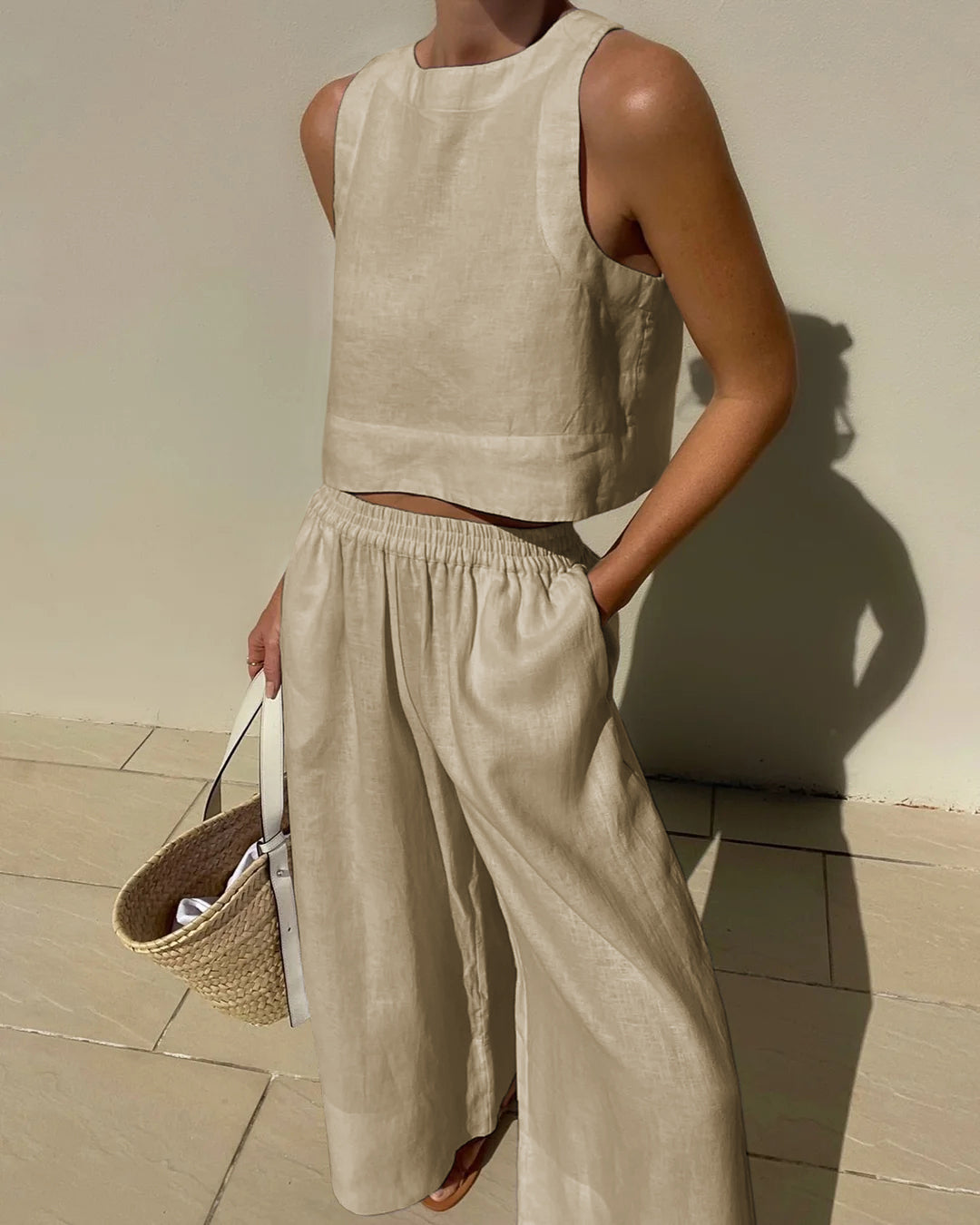 Conjunto Top Corto & Pantalón Palazzo