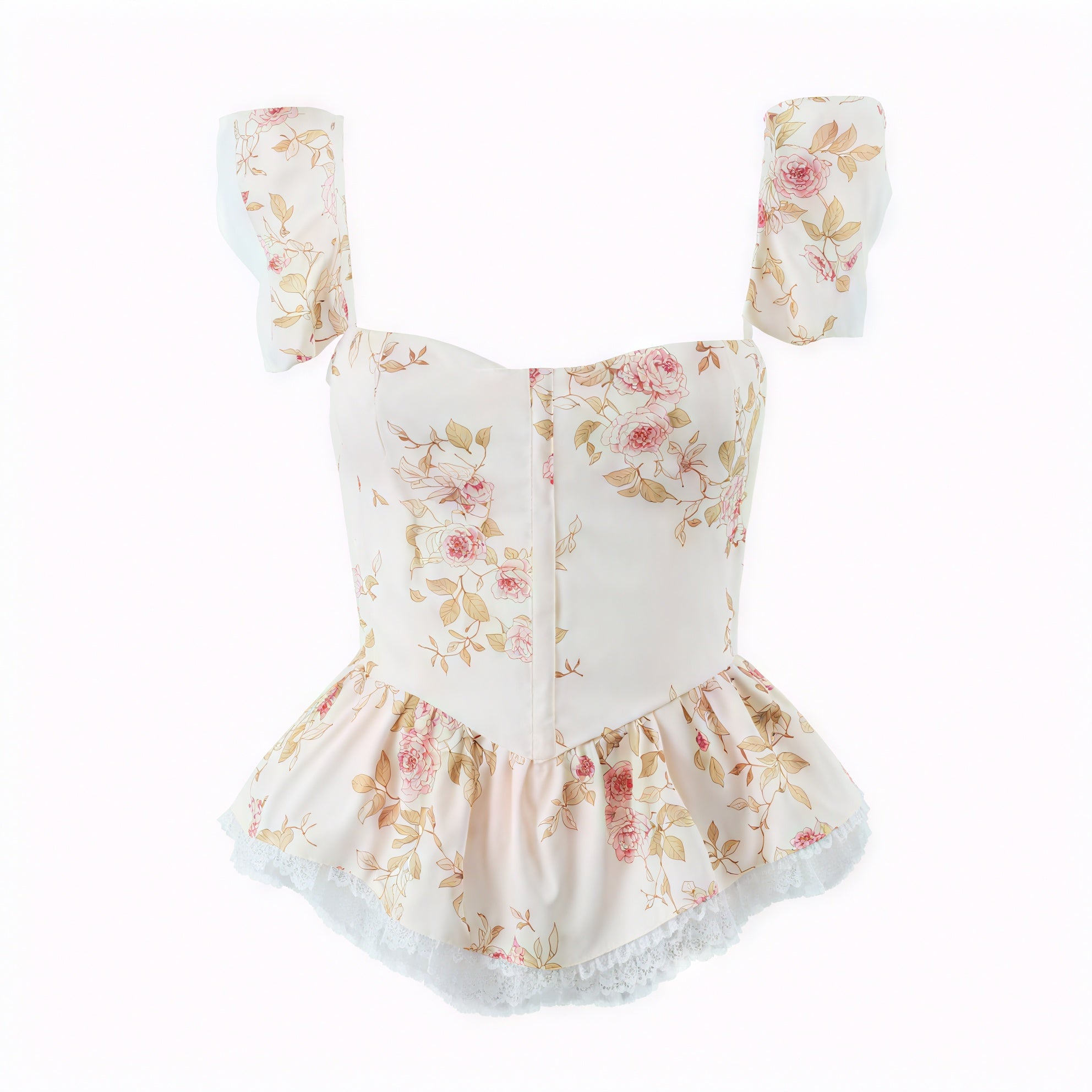 Top Romántico con Estampado Floral y Detalles de Encaje