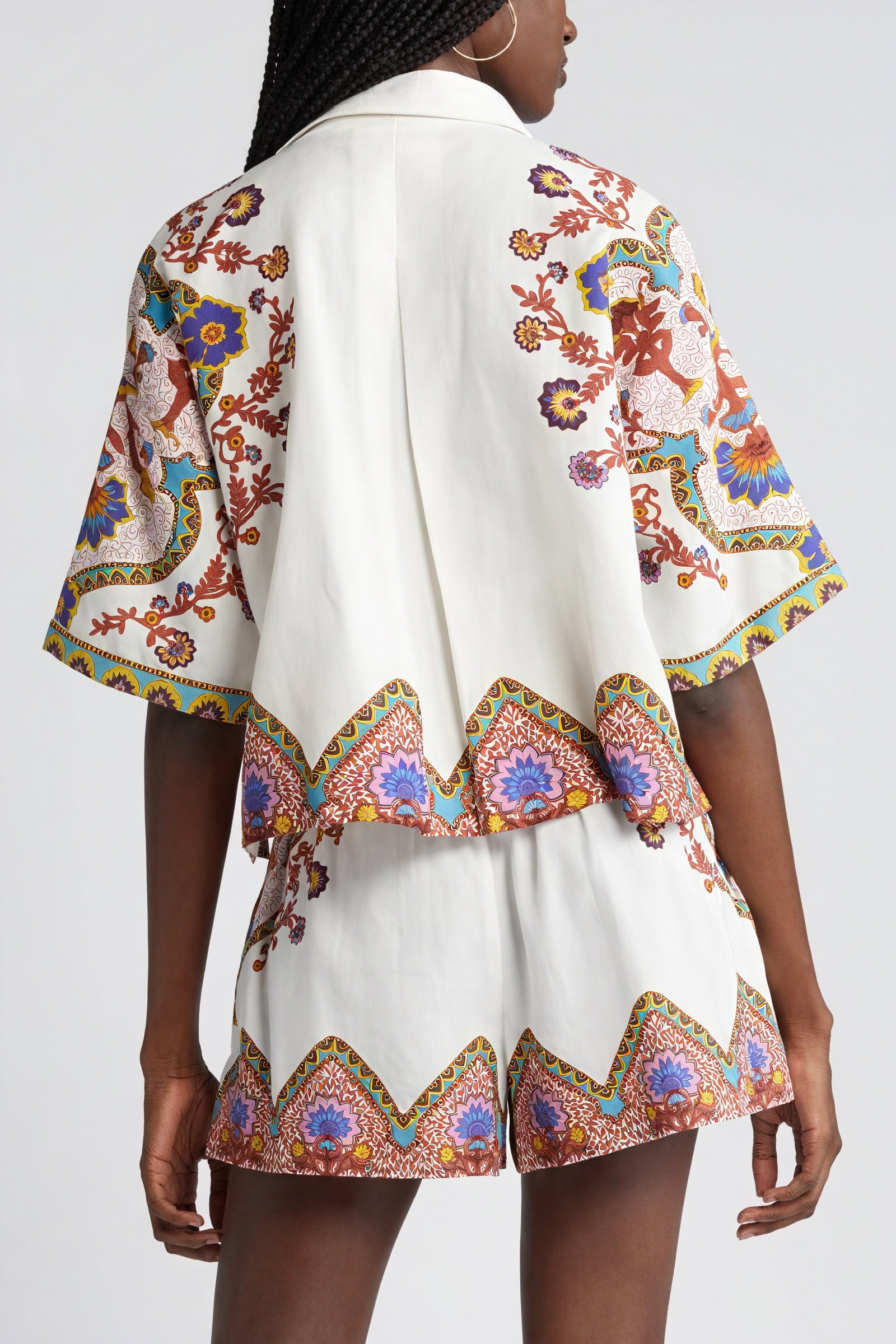 Camisa Estampada Manga Corta Estilo Bohemio
