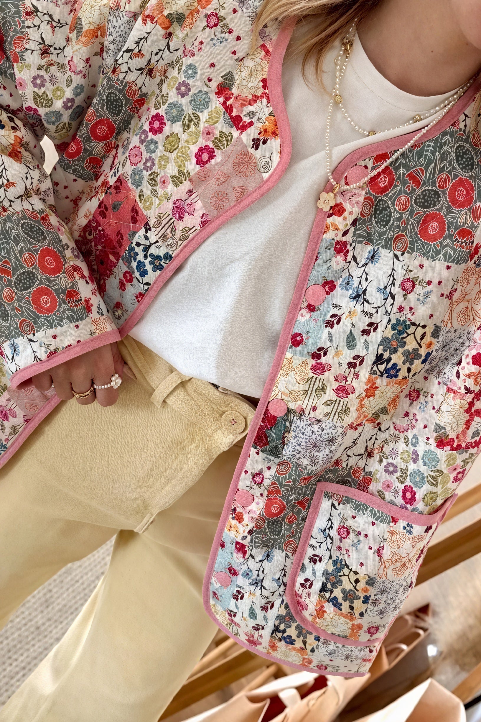 Chaqueta Patchwork Floral Estilo Bohemio Chic