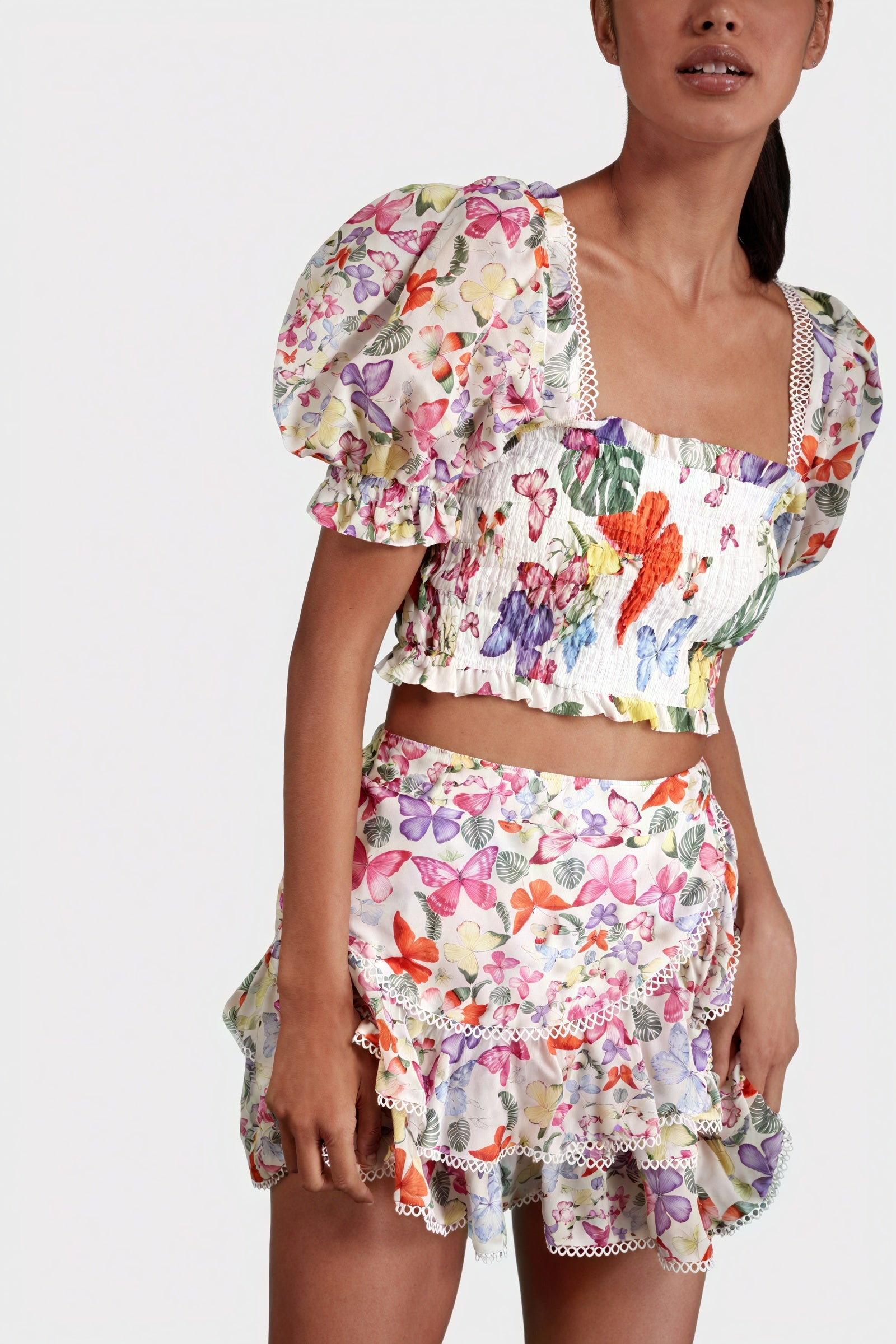 Conjunto Top y Falda Estampado Floral