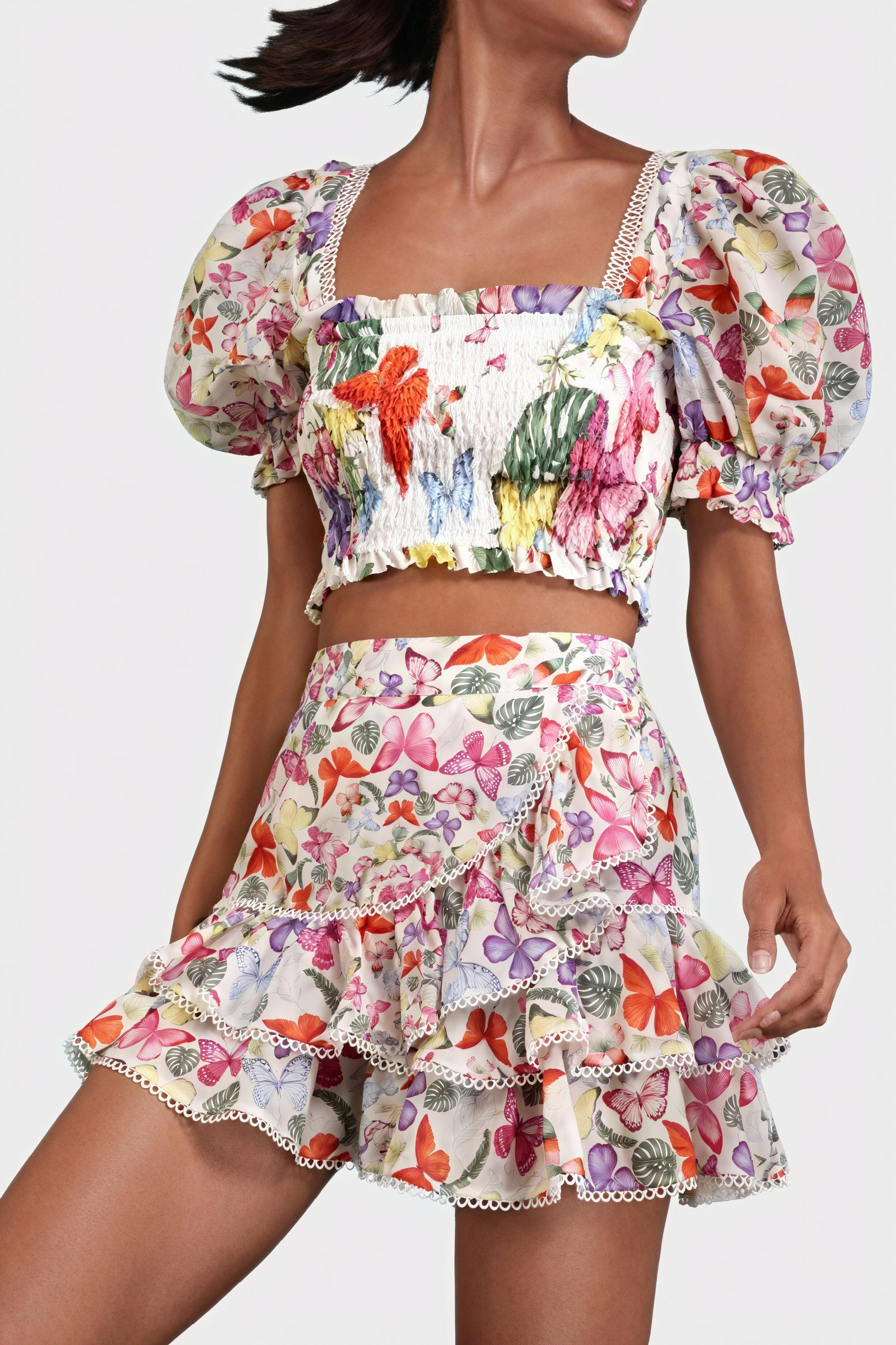 Conjunto Top y Falda Estampado Floral