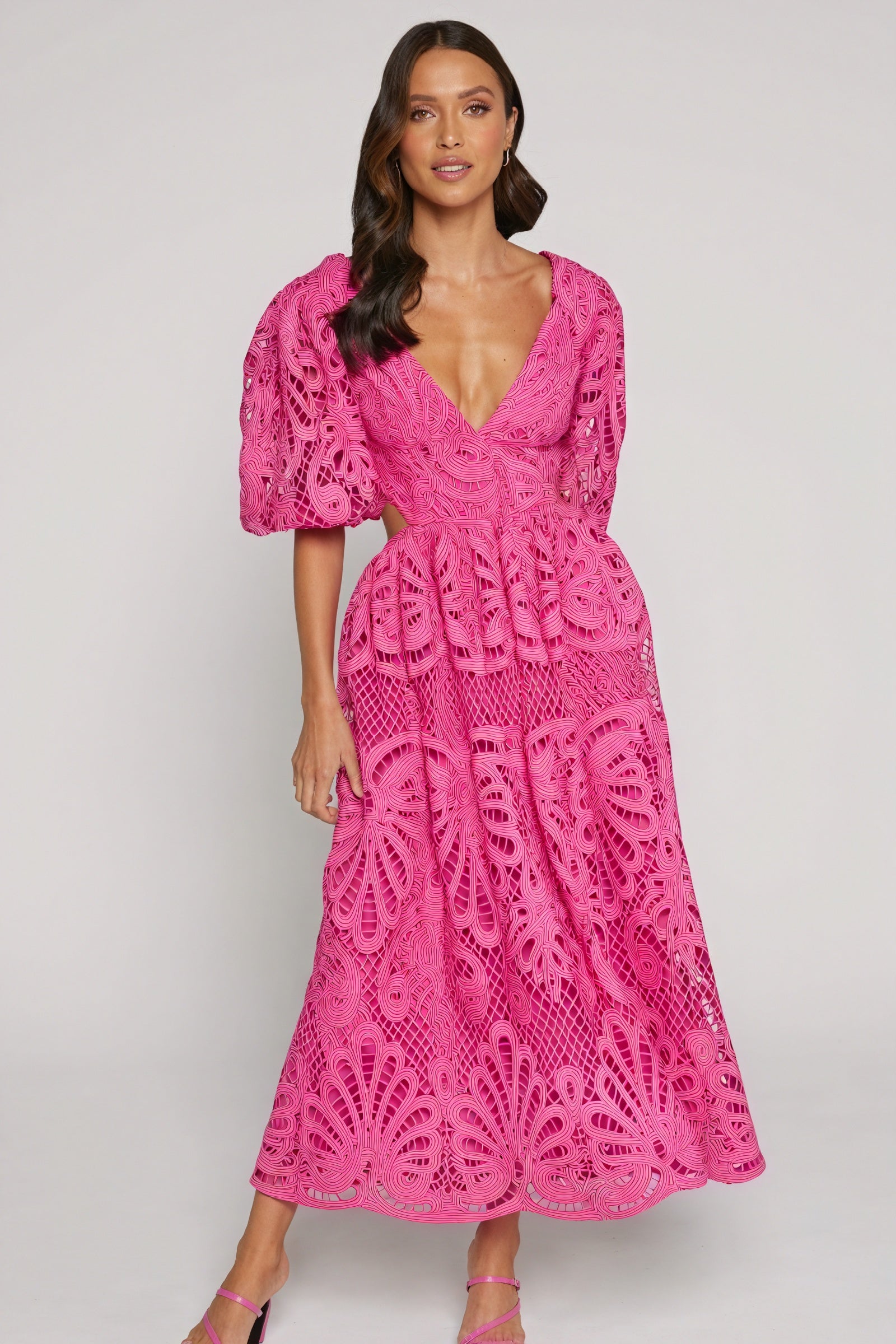 Vestido Midi Encaje Detalle Cut-Out