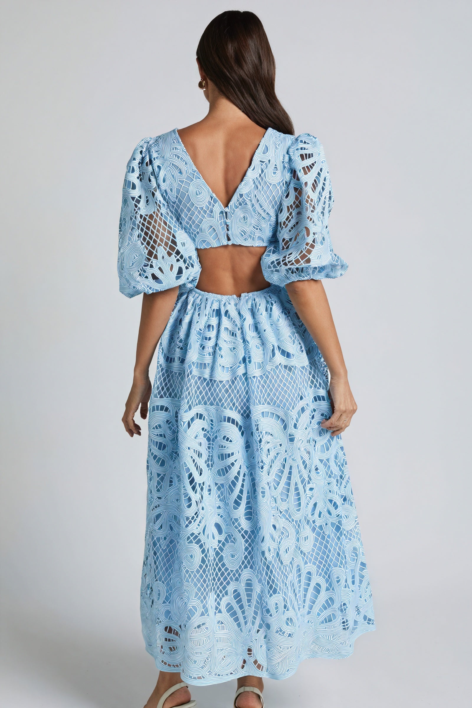Vestido Midi Encaje Detalle Cut-Out