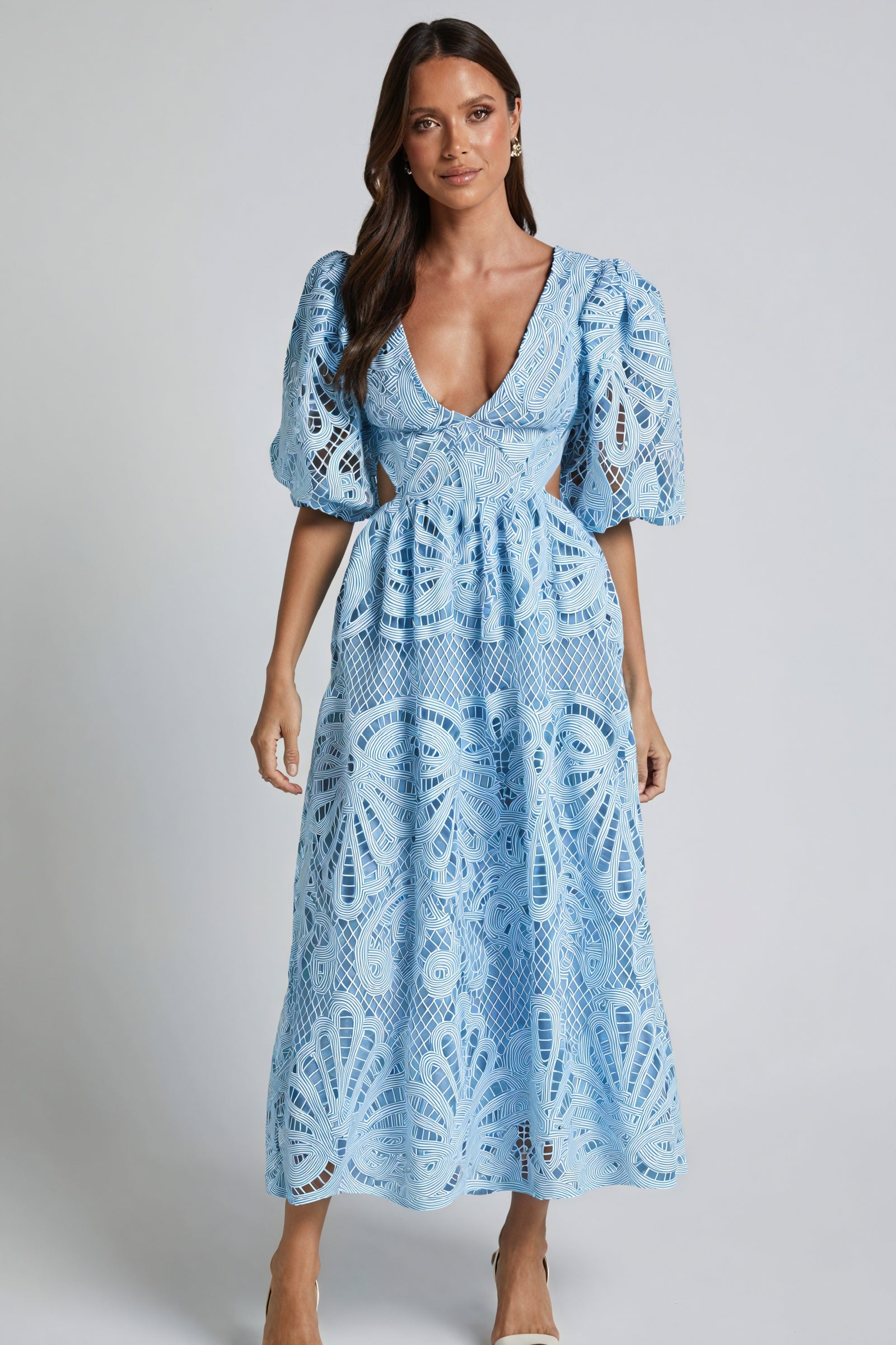 Vestido Midi Encaje Detalle Cut-Out