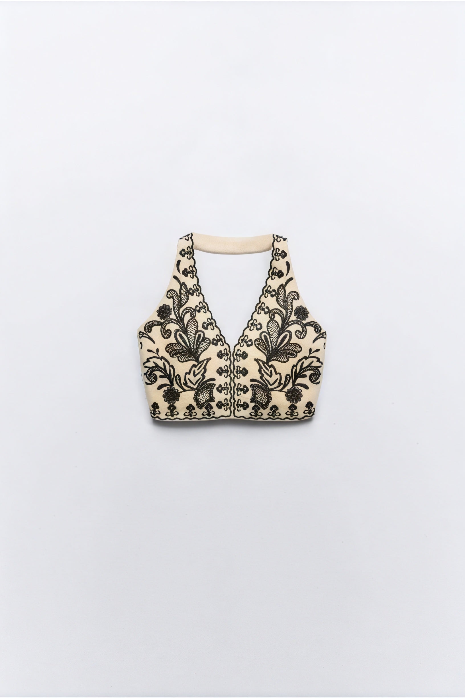Top Halter Bordado Floral - Estilo Bohemio