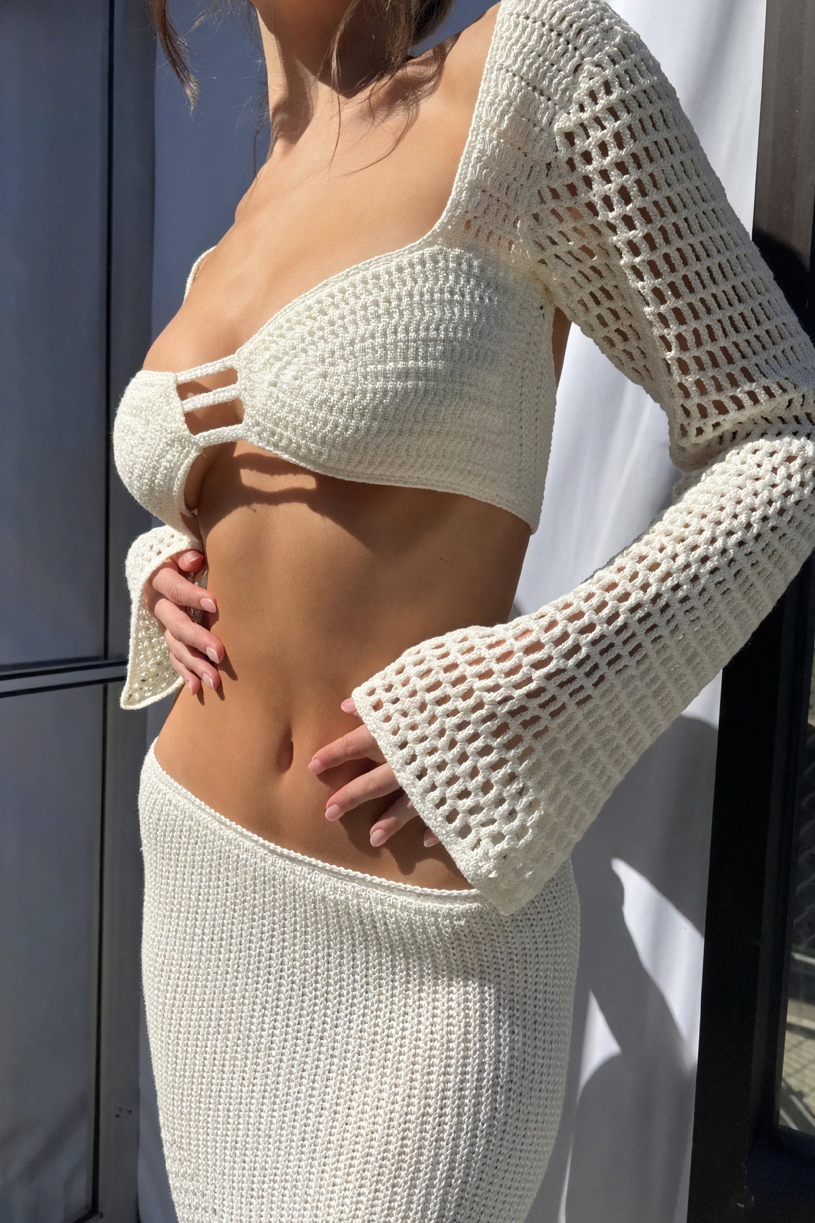 Conjunto Crochet Chic: Top y Falda Maxi