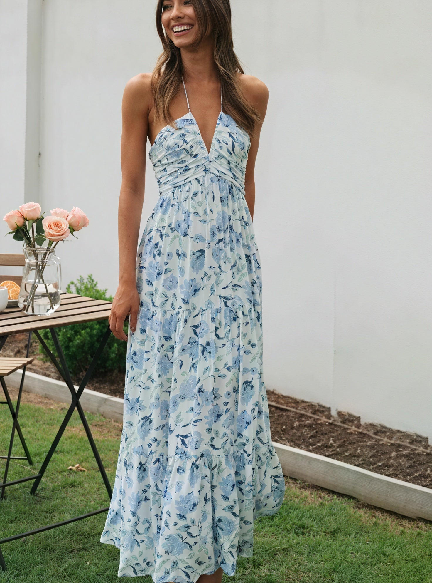 Vestido Maxi Floral Halter
