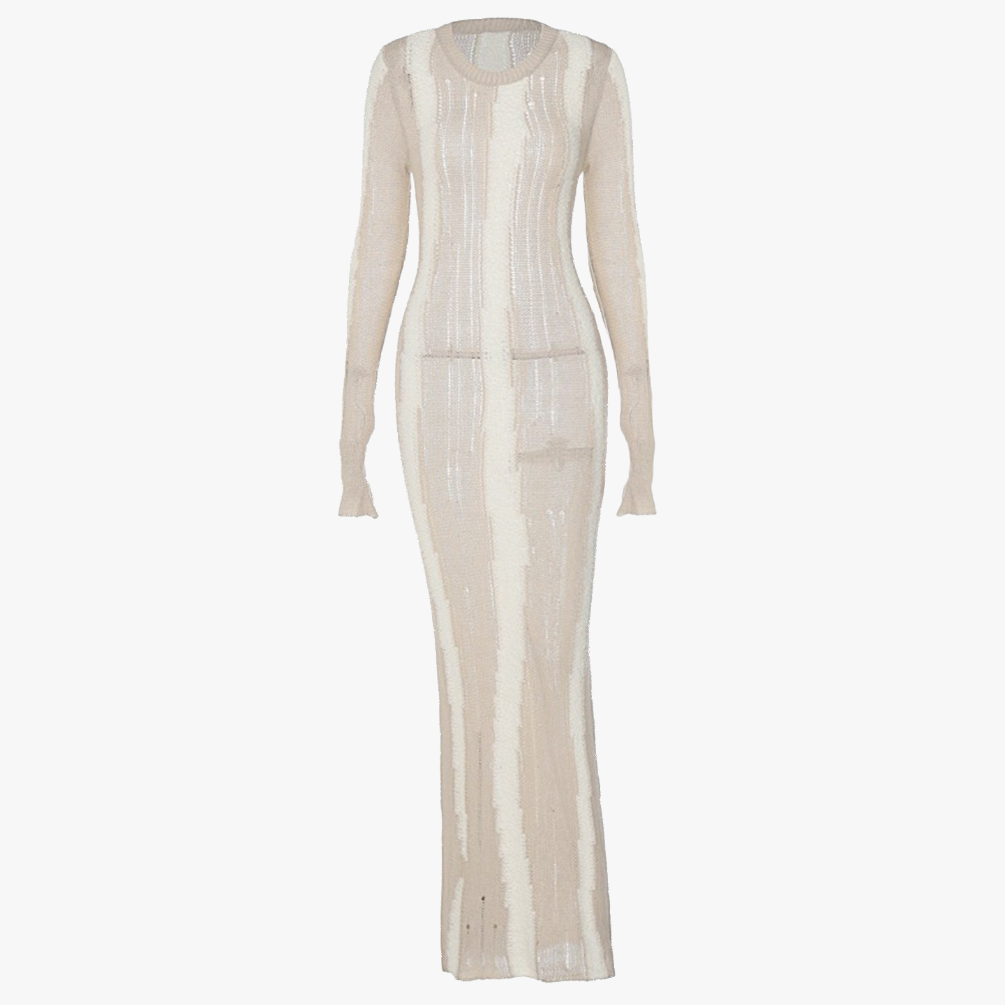 Vestido Largo Tejido con Detalle Perforado