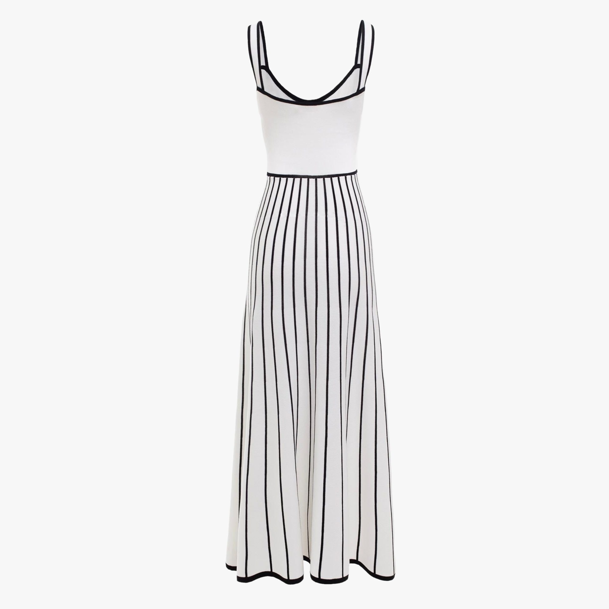 Vestido Midi con Botones y Falda Rayada