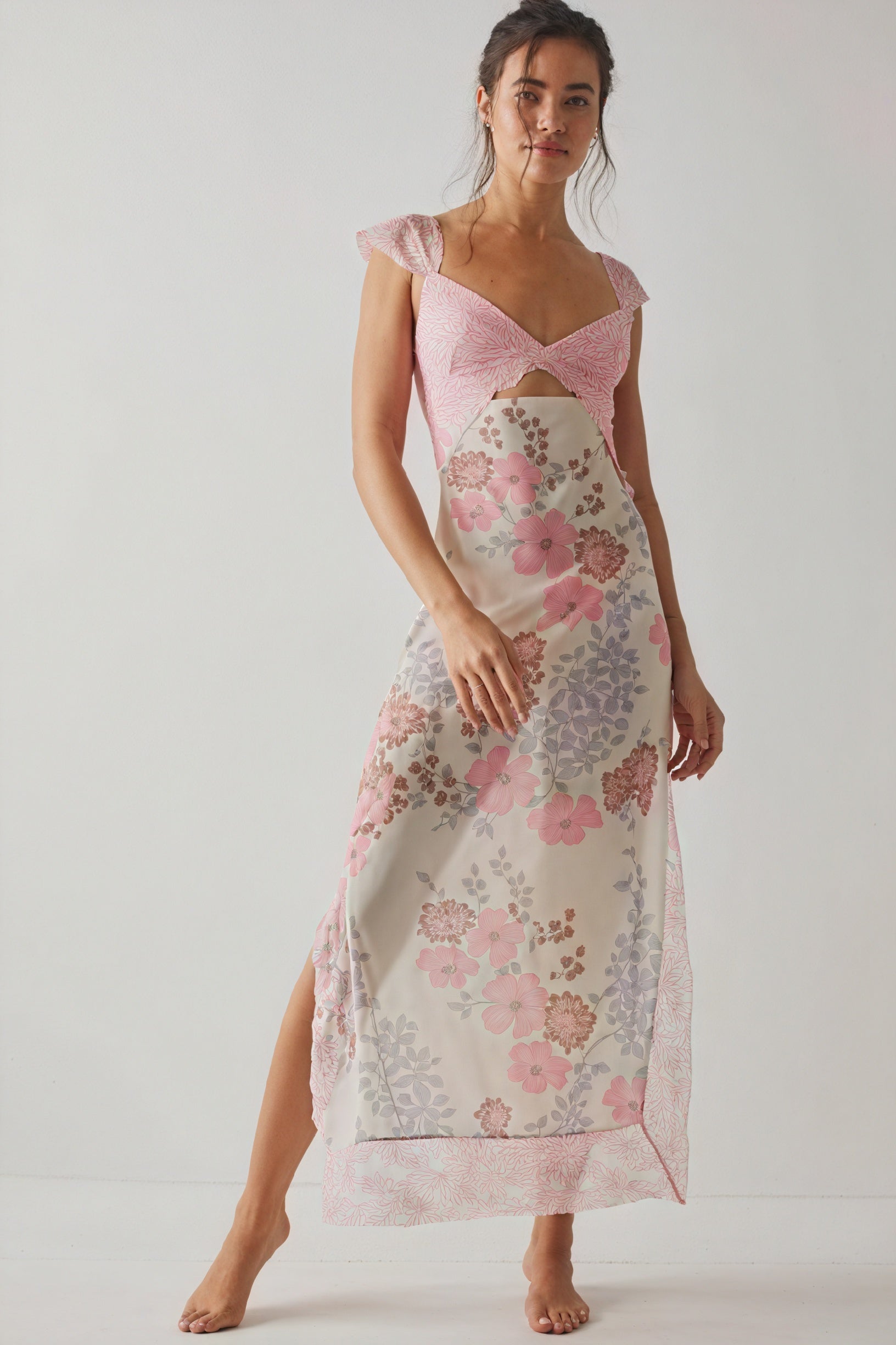 Vestido Maxi Floral Romántico con Aberturas