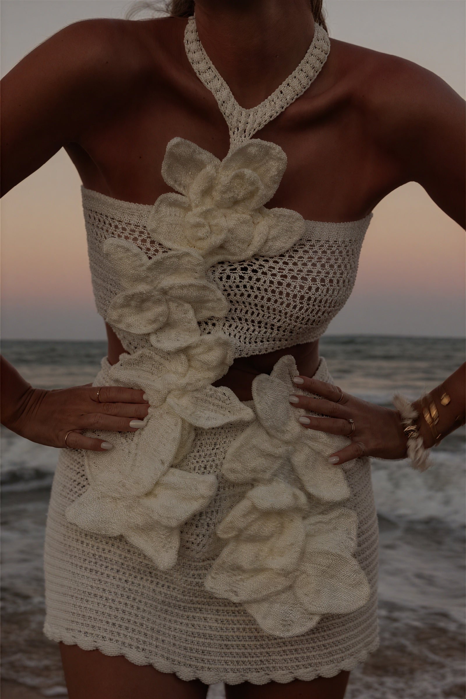 Vestido Crochet Floral Dos Piezas