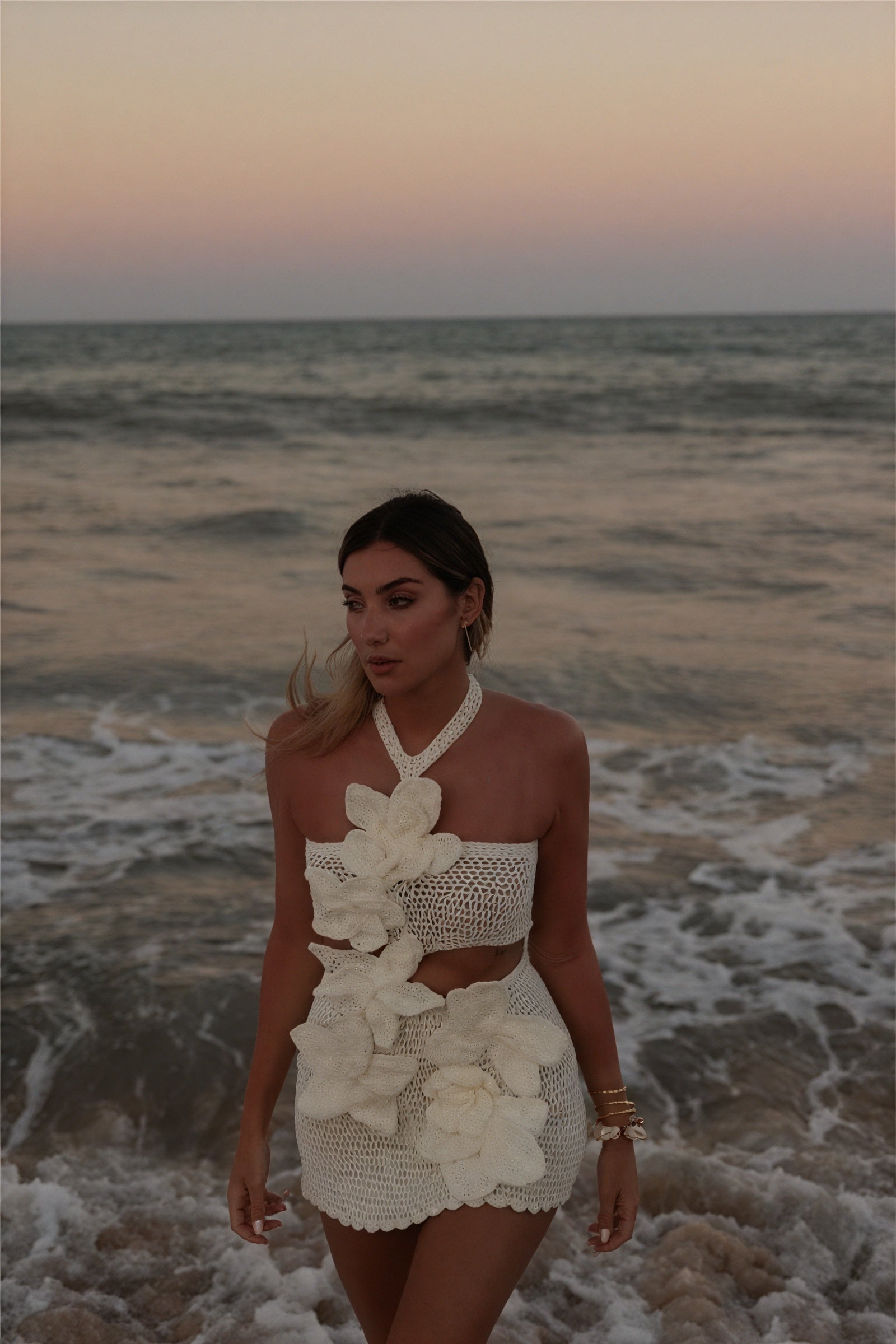 Vestido Crochet Floral Dos Piezas