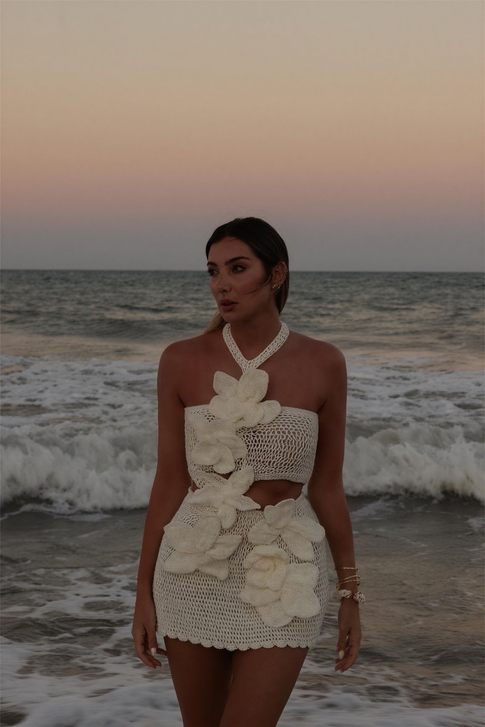 Vestido Crochet Floral Dos Piezas