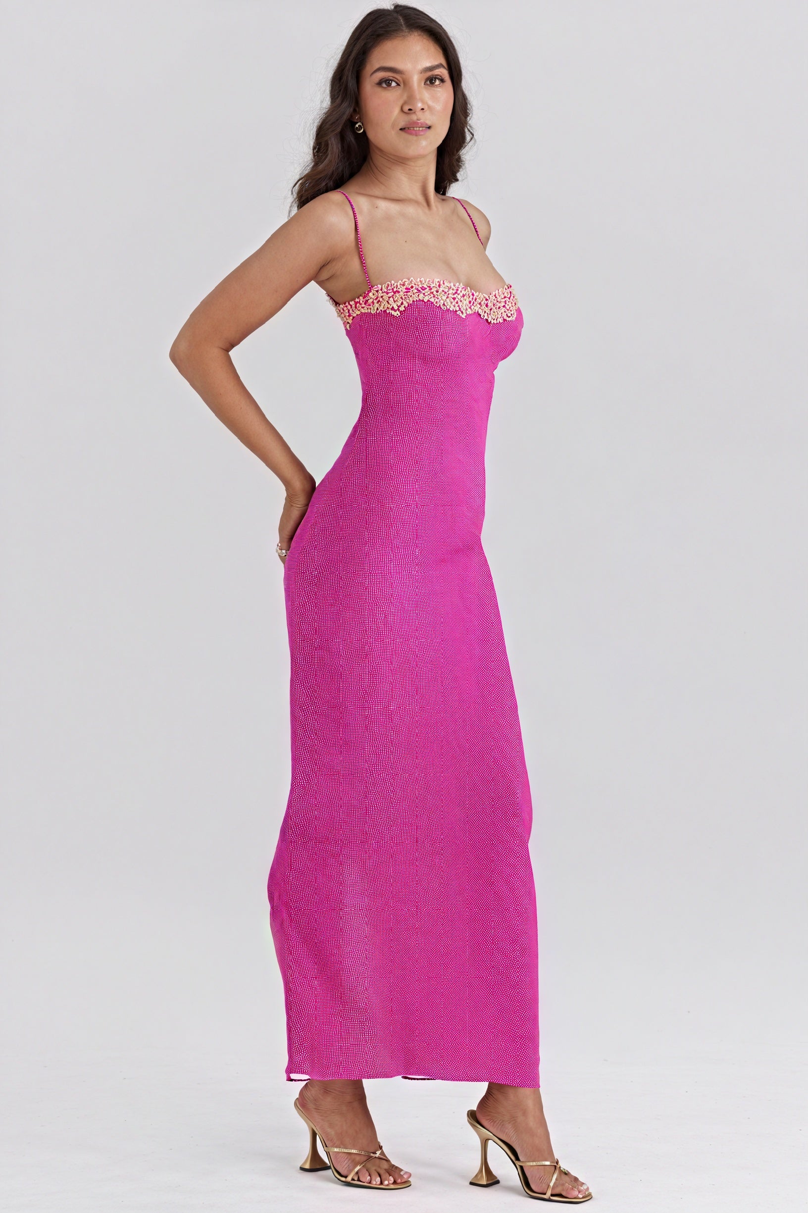 Vestido Midi/Maxi Texturizado con Abertura