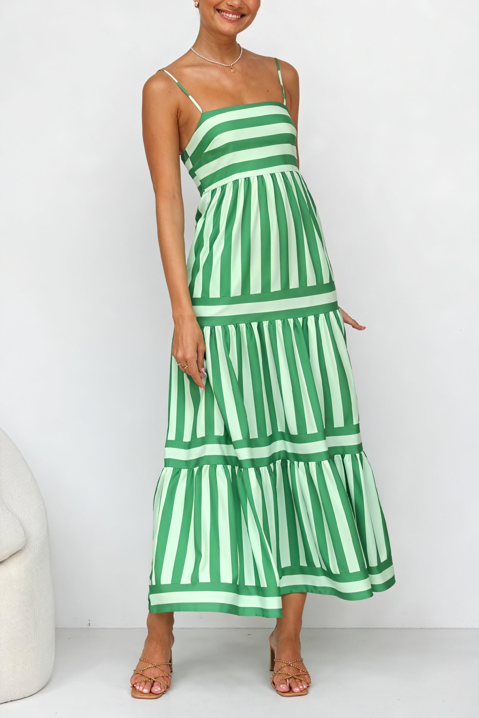Vestido Maxi Rayas Verticales con Bolsillos