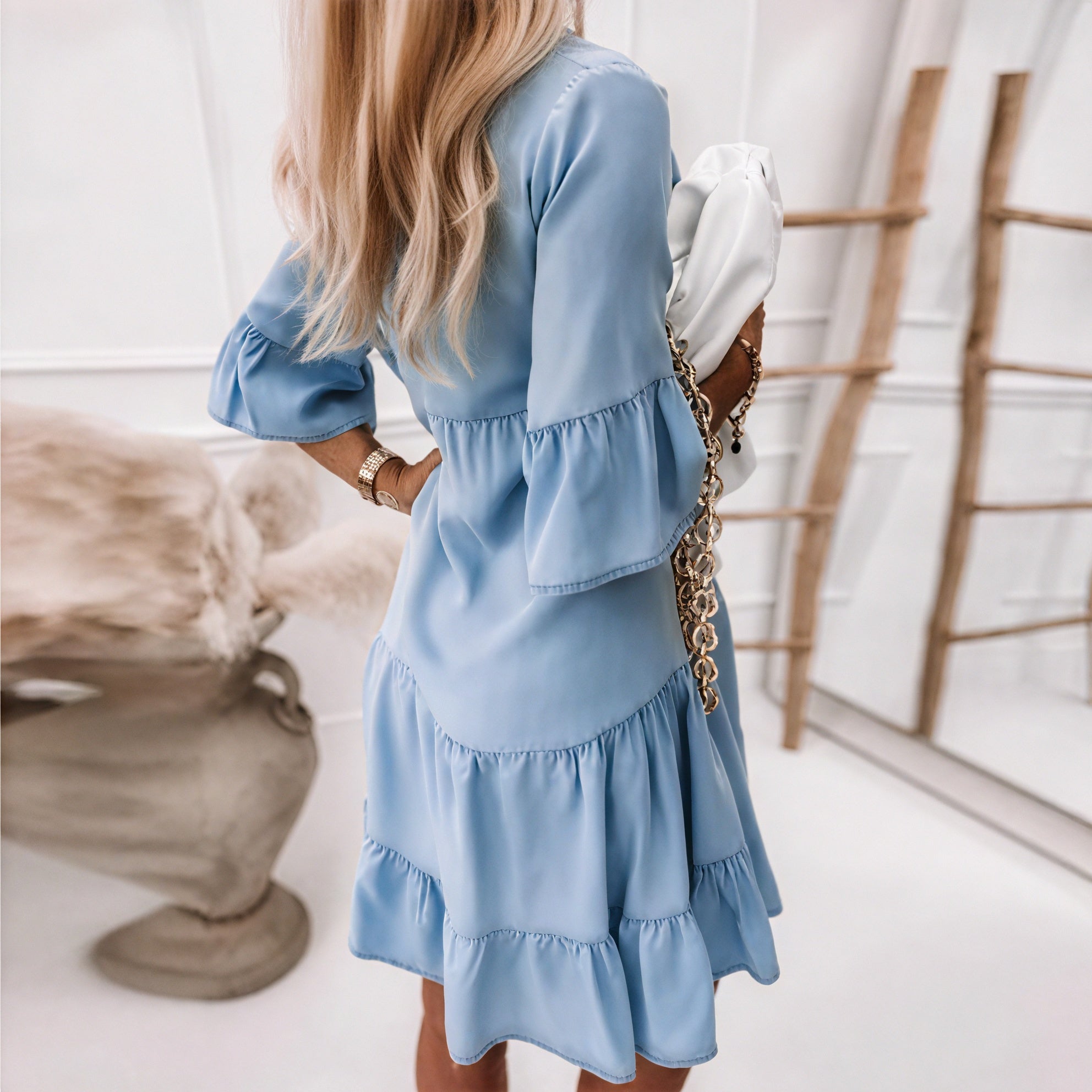 Vestido Denim Ligero con Volantes