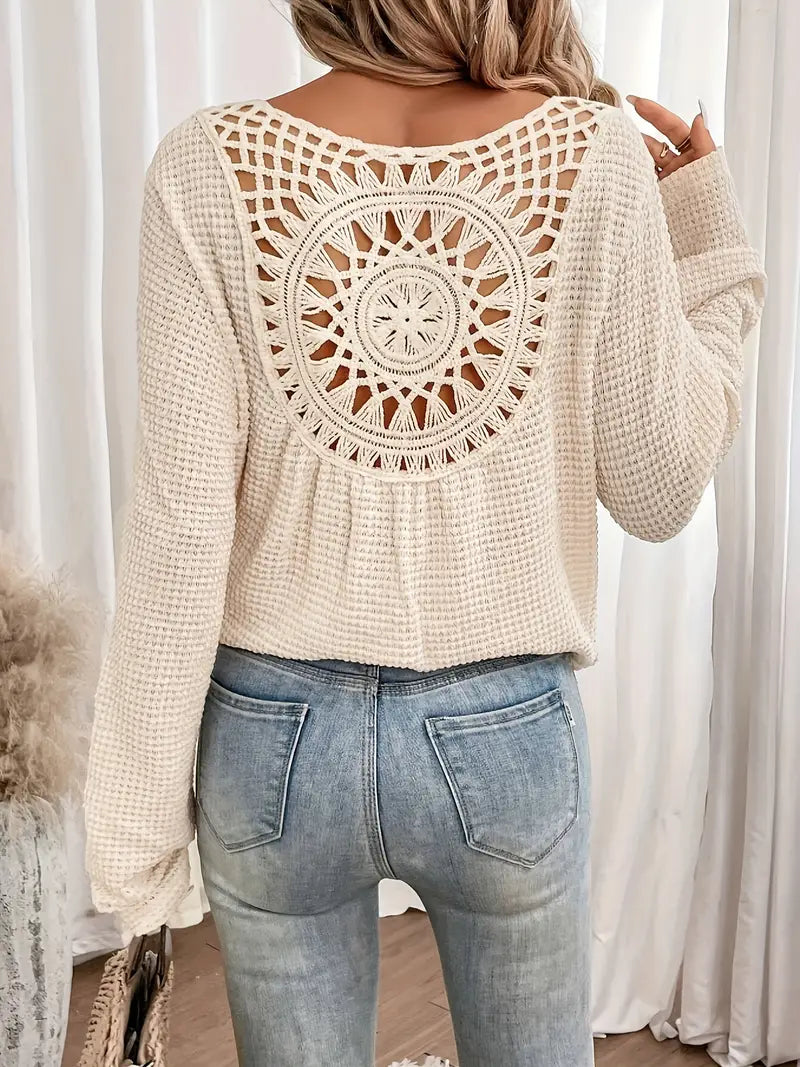 Top Manga Larga con Espalda Crochet