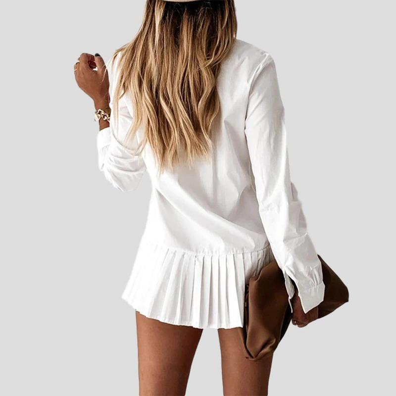 Vestido Camisero con Falda Plisada