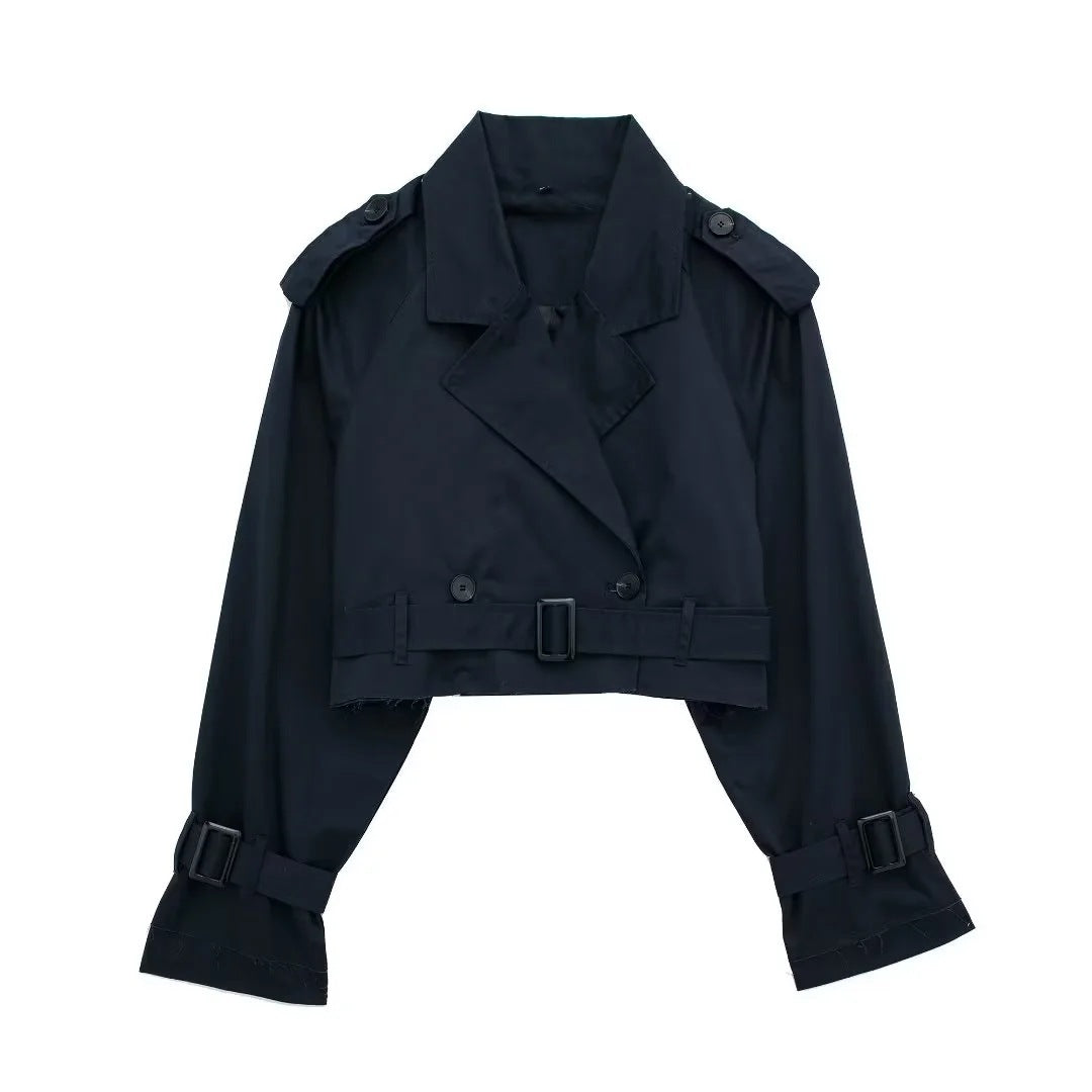 Chaqueta Trench Corta con Cinturón Ajustable
