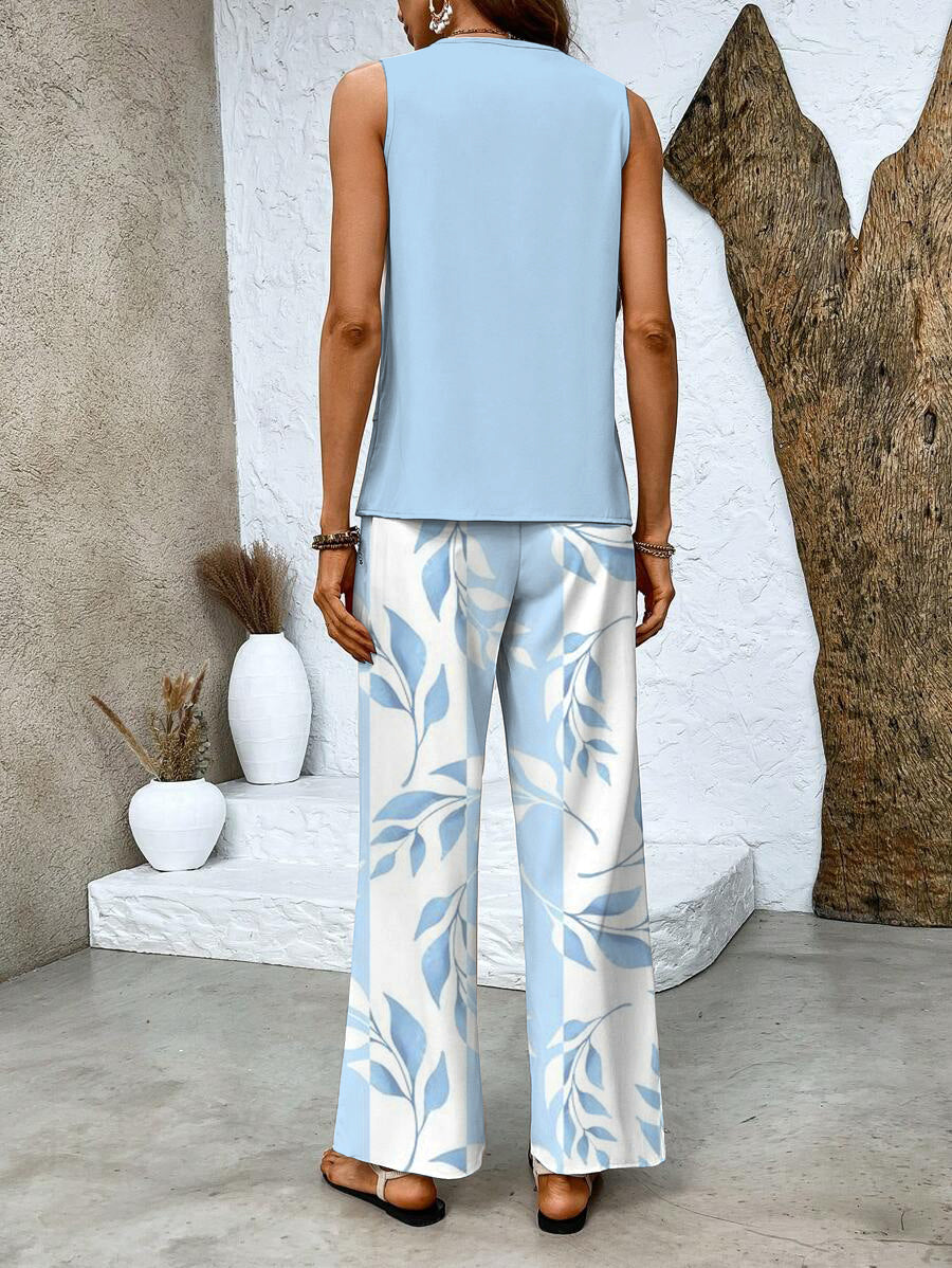 Conjunto Chic: Top sin Mangas y Pantalón Ancho
