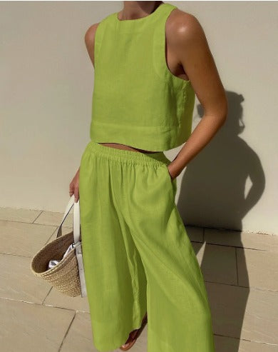 Conjunto Top Corto & Pantalón Palazzo