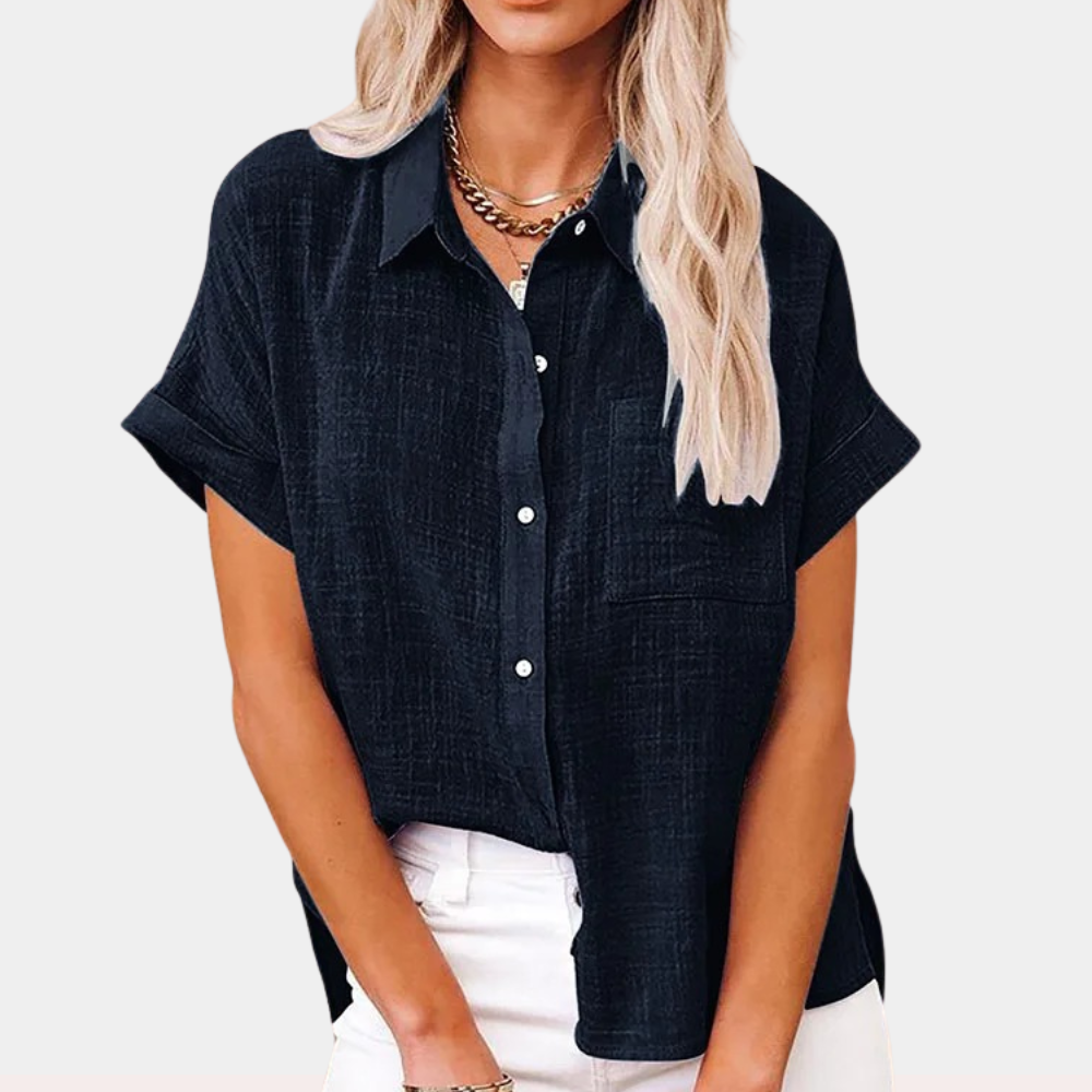 Camisa Clásica de Manga Corta con Bolsillo