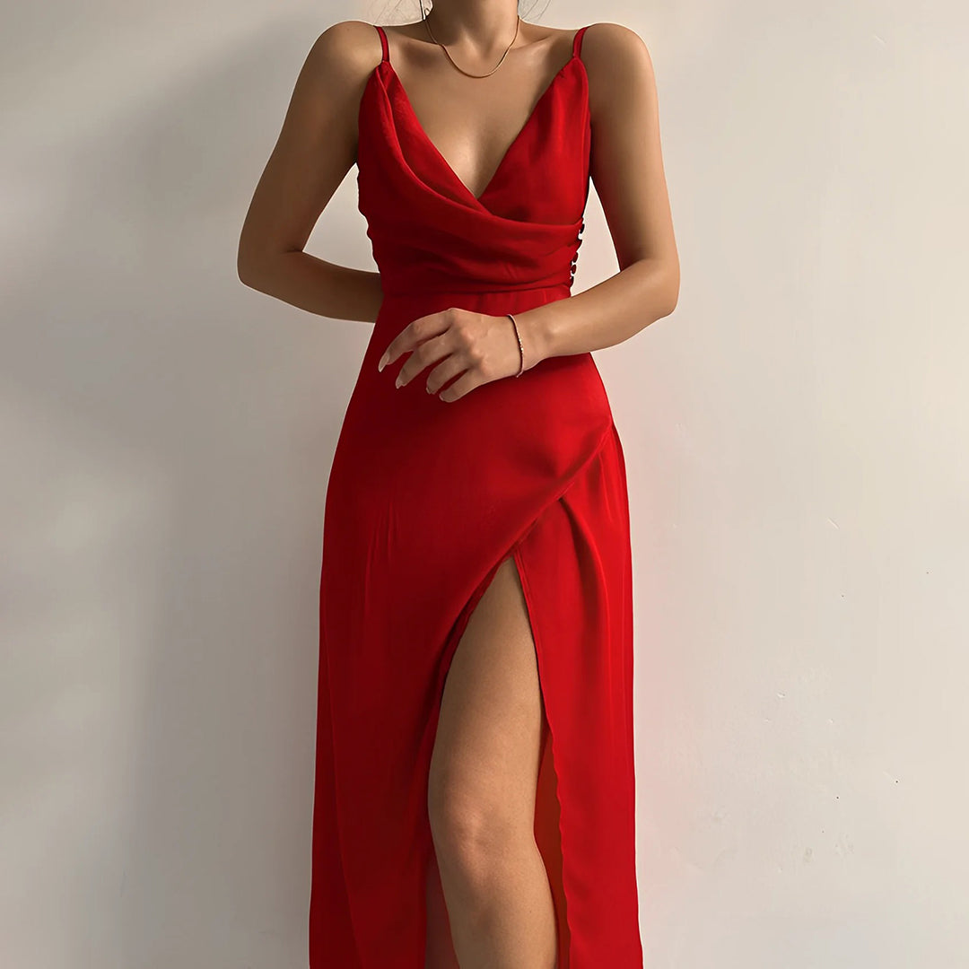 Vestido Largo de Noche con Abertura