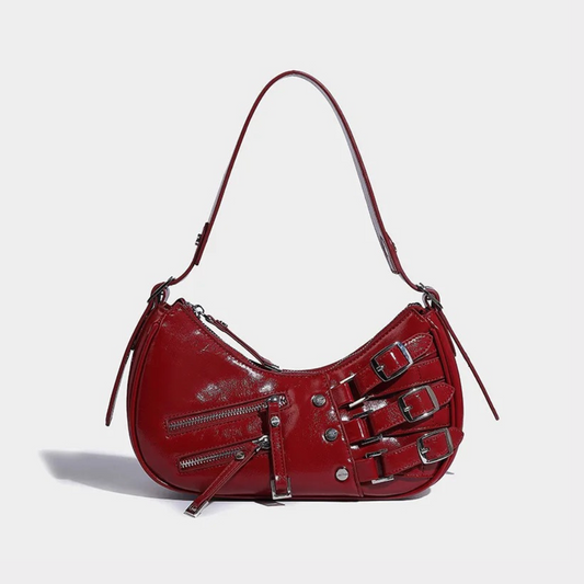 Bolso Baguette con Detalles Metálicos