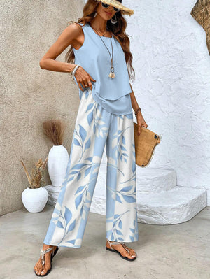Conjunto Chic: Top sin Mangas y Pantalón Ancho