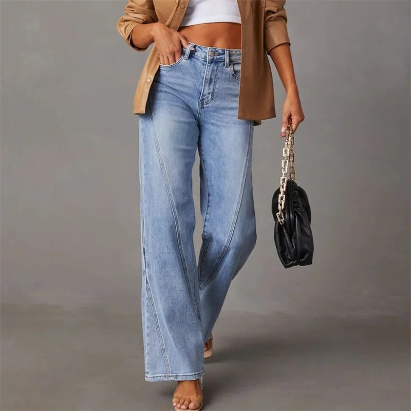 Jeans de Pierna Ancha de Estilo Casual