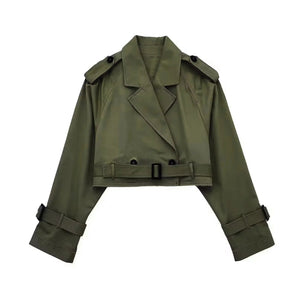 Chaqueta Trench Corta con Cinturón Ajustable