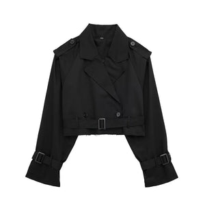 Chaqueta Trench Corta con Cinturón Ajustable
