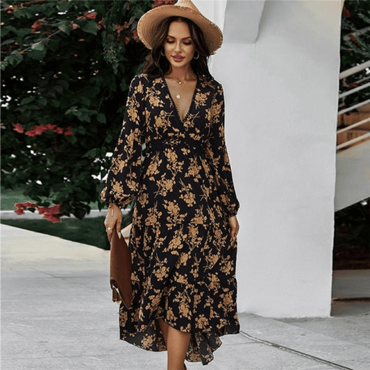 Vestido Bohemio con Escote en V